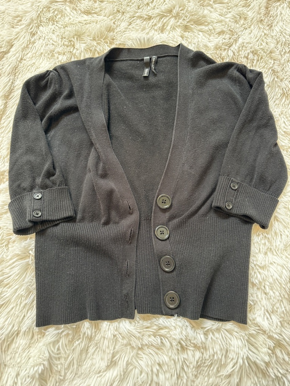 Black Button-Front Women's Cardigan